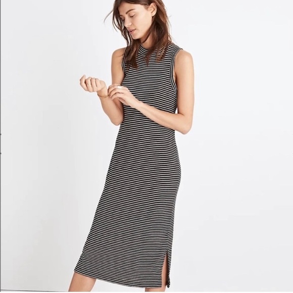 Madewell midi maxi dress striped sleeveless mockneck sz Small Never worn - Picture 1 of 8
